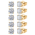 Set of 5 Luxuriant Lab Grown Diamond G-H SI 2.50 ctw Solitaire Stud Earrings in Vermeil Yellow Gold Over Sterling Silver - Sticky add to cart bar