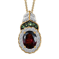 D'Joy Orissa Rhodolite Garnet, Multi Gemstone Pendant Necklace (20 Inches) in 18K Vermeil YG Over Sterling Silver 2.75 ctw