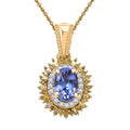 AAA Tanzanite, Yellow and White Diamond 1.10 ctw Sunburst Pendant Necklace in 18K Vermeil Yellow Gold Over Sterling Silver 20 Inches - Sticky add to cart bar