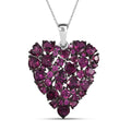 Premium Orissa Rhodolite Garnet 9.80 ctw Heart Shape Pendant Necklace (20 Inches) in Rhodium Over Sterling Silver - Sticky add to cart bar