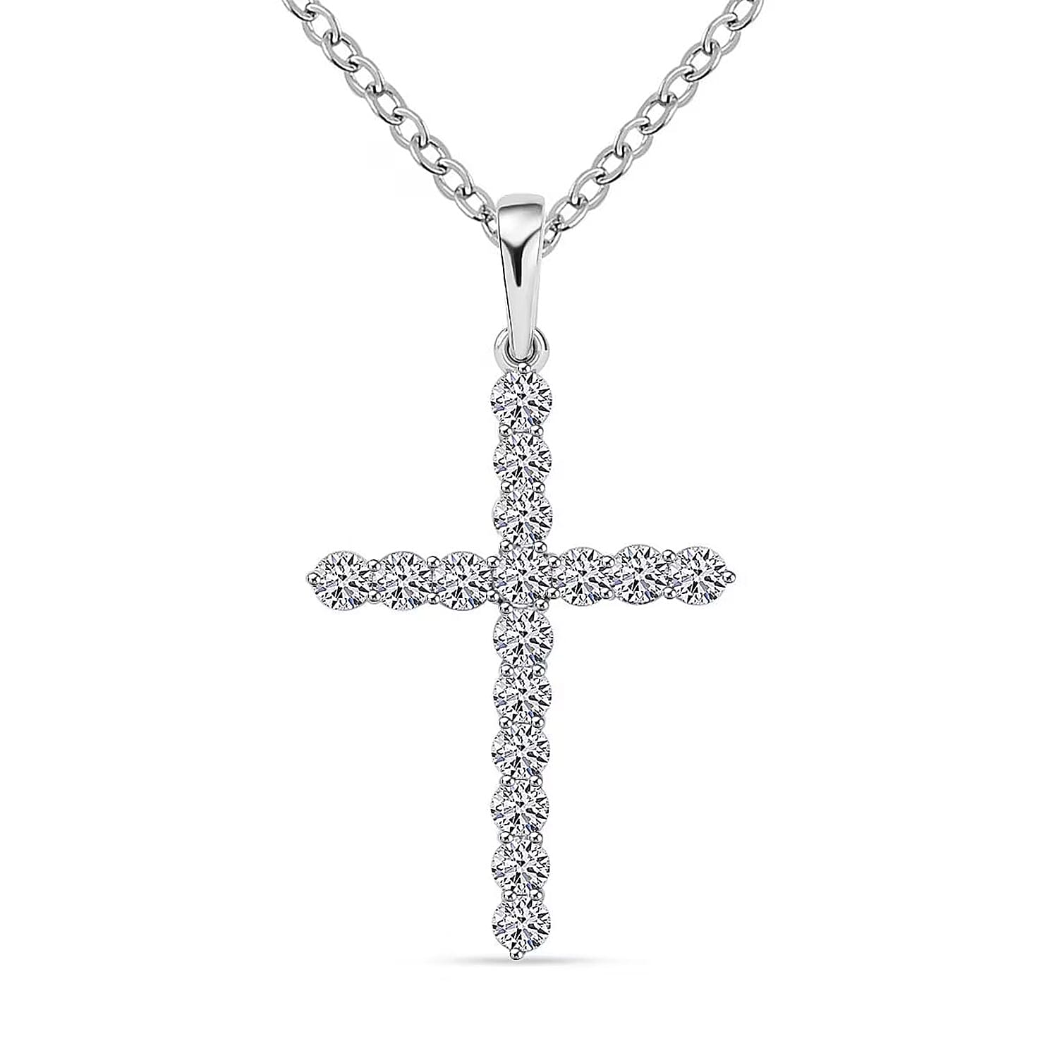 Luxuriant Lab Grown Diamond 0.50 ctw Pendant in 10K White Gold with Stainless Steel Necklace (16-18 Inches)