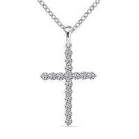 Luxuriant Lab Grown Diamond 0.50 ctw Pendant in 10K White Gold with Stainless Steel Necklace (16-18 Inches)