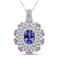AAA Tanzanite and Multi Gemstone 1.90 ctw Blushing Radiance Pendant Necklace in Rhodium Over Sterling Silver 20 Inches - Sticky add to cart bar