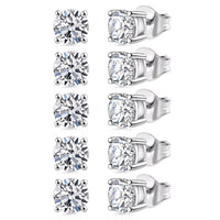 Set of 5, Luxuriant Lab Grown Diamond G SI1 5.00 ctw Solitaire Stud Earrings in 14K White Gold