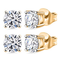 Set of 2 Luxuriant Lab Grown Diamond G SI1 2.00 ctw Solitaire Stud Earrings in 14K Yellow Gold