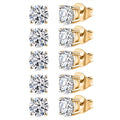 Set of 5, Luxuriant Lab Grown Diamond G SI1 5.00 ctw Solitaire Stud Earrings in 14K Yellow Gold - Sticky add to cart bar