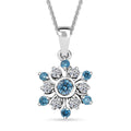 Luxuriant Lab Grown Blue Diamond (IR) and Lab Grown White Diamond SI 0.50 ctw Snowflake Pendant Necklace 20 Inches in Rhodium Over Sterling Silver - Sticky add to cart bar