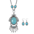 Blue Howlite 86.00 ctw Necklace 20-22 Inches and Earrings in Silvertone - Sticky add to cart bar