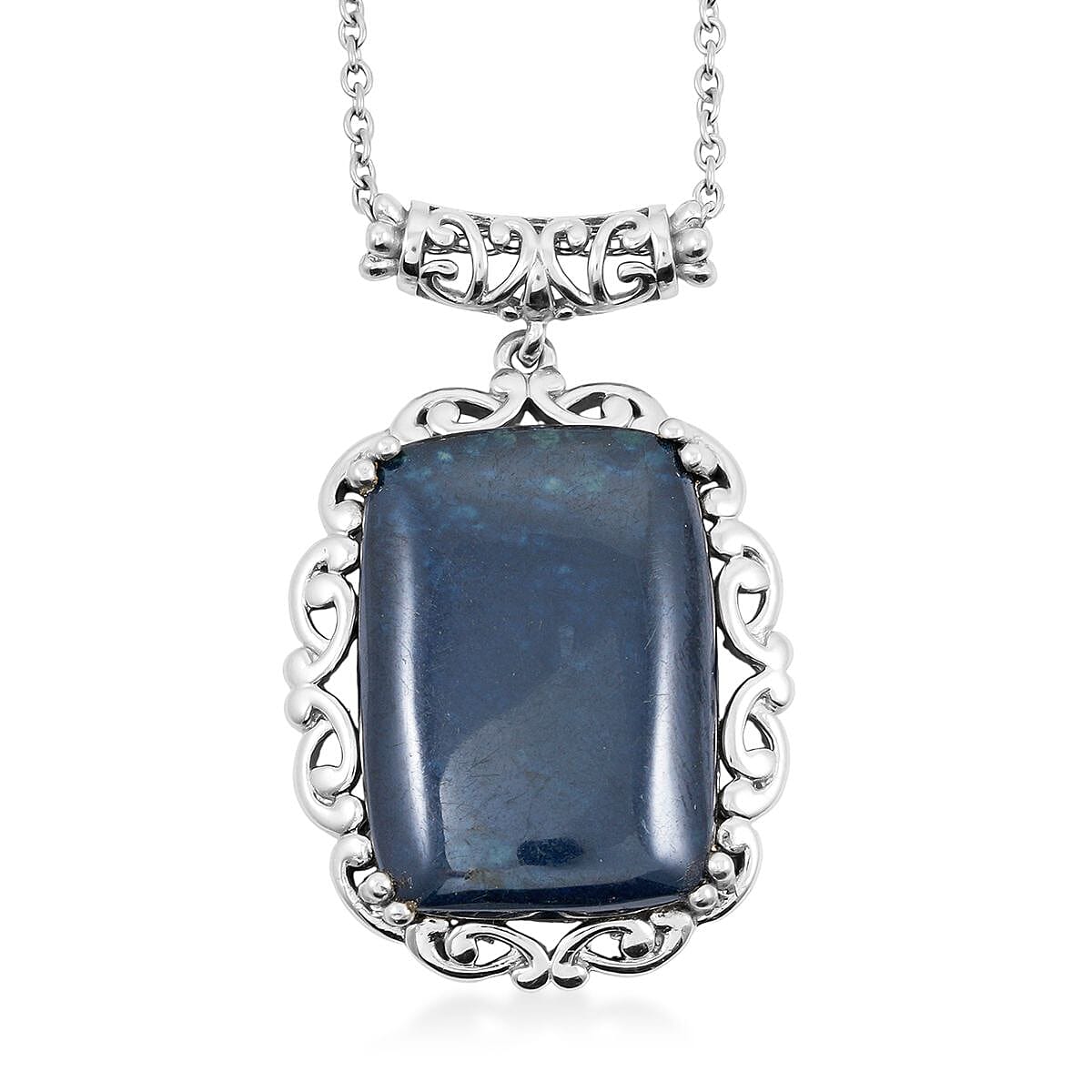 EverTrue Vivianite 15.40 ctw Pendant in Platinum Bond with Stainless Steel Necklace 20 Inches