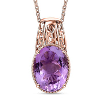 Karis Rose De France Amethyst 9.25 ctw Pendant in 18K YG Plated with Stainless Steel Necklace 20 Inches