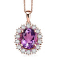 AAA Rose De France Amethyst and Multi Gemstone 4.30 ctw Violet Blossom Pendant Necklace in 18K Vermeil Rose Gold Over Sterling Silver 20 Inches - Sticky add to cart bar