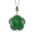 TLV Green Jade, Chrome Diopside Cherry Blossom Pendant Necklace (18 Inches) in Rhodium Over Sterling Silver 16.00 ctw - Sticky add to cart bar