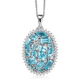 D'Joy Premium Betroka Blue Apatite and Moissanite 3.90 ctw Pendant Necklace in Rhodium Over Sterling Silver 20 Inches - Sticky add to cart bar