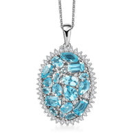 D'Joy Premium Betroka Blue Apatite and Moissanite 3.90 ctw Pendant Necklace in Rhodium Over Sterling Silver 20 Inches