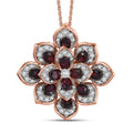 Premium Anthill Garnet and White Zircon 3.40 ctw Bellflower Pendant Necklace in 18K Vermeil Rose Gold Over Sterling Silver 20 Inches - Sticky add to cart bar