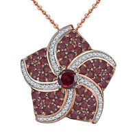Premium Anthill Garnet and White Zircon 1.90 ctw Whirl Pendant Necklace in 18K Vermeil Rose Gold Over Sterling Silver 20 Inches