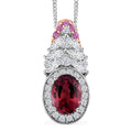 D'Joy Ouro Fino Rubellite and Multi Gemstone 2.70 ctw Lotus Flower Pendant Necklace 18 Inches in Rhodium Over Sterling Silver - Sticky add to cart bar