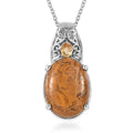 Script Stone and Brazilian Citrine 16.60 ctw Pendant Necklace in Stainless Steel 20 Inches - Sticky add to cart bar