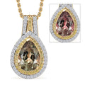 Luxoro 10K Yellow Gold AAA Turkizite, Natural Yellow and White Diamond (0.45 cts) Double Halo Pendant Necklace (20 Inches) 2.75 ctw - Sticky add to cart bar