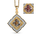 AAA Asscher Cut Turkizite and Multi Gemstone 3.00 ctw Radiant Blossom Pendant Necklace in 18K Vermeil Yellow Gold Over Sterling Silver 20 Inches - Sticky add to cart bar