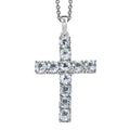 Sky Blue Topaz 3.40 ctw Cross Pendant in Platinum Over Sterling Silver with Stainless Steel Chain 20 Inches - Sticky add to cart bar