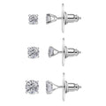 Set of 3 Moissanite 2.90 ctw Solitaire Stud Earrings in Rhodium Over Sterling Silver - Sticky add to cart bar