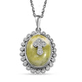 Connemara Marble and White Zircon 11.50 ctw Celtic Cross Pendant in Platinum Over Sterling Silver with Stainless Steel Necklace 20 Inches - Sticky add to cart bar