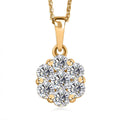 Moissanite (Rnd 4mm) Floral Pendant Necklace in Rhodium Over Sterling Silver (20 Inches) 1.30 ctw - Sticky add to cart bar