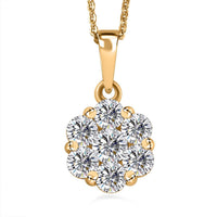 Moissanite (Rnd 4mm) Floral Pendant Necklace in Rhodium Over Sterling Silver (20 Inches) 1.30 ctw