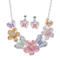 Austrian Crystal, Enameled Necklace (20-22 Inches) and Earrings in Silvertone - Sticky add to cart bar