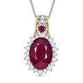 AAA Niassa Ruby (FF) and White Zircon 10.60 ctw Pendant Necklace (20 Inches) in 18K Vermeil YG and Rhodium Over Sterling Silver - Sticky add to cart bar