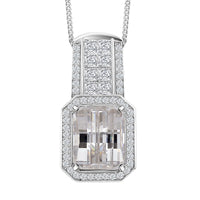 Moissanite 4.25 ctw Pendant Necklace in Rhodium Over Sterling Silver 18 Inches