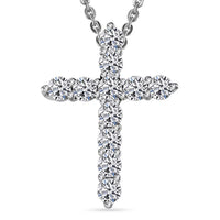 Luxuriant Lab Grown Diamond G-H SI 0.35 ctw Cross Pendant Necklace in Rhodium Over Sterling Silver 20 Inches