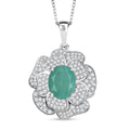 Grandidierite and White Zircon 4.15 ctw Camellia Flower Pendant Necklace in Rhodium Over Sterling Silver 20 Inches - Sticky add to cart bar