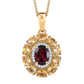 Premium Orissa Rhodolite Garnet and Multi Gemstone 3.00 ctw Floral Pendant Necklace in 18K Vermeil Yellow Gold Over Sterling Silver 20 Inches - Sticky add to cart bar