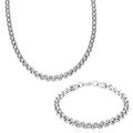 Cable Chain Necklace 18 Inches and Bracelet (7.50In) in Stainless Steel - Sticky add to cart bar
