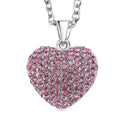 Austrian Pink Crystal Domed Heart Pendant Necklace (24 Inches) in Silvertone - Sticky add to cart bar
