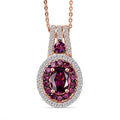 D'Joy Radiant Ember Garnet, White Zircon Pendant Necklace (20 Inches) in 18K Vermeil RG Over Sterling Silver 2.10 ctw - Sticky add to cart bar