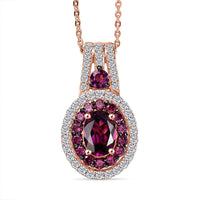D'Joy Radiant Ember Garnet, White Zircon Pendant Necklace (20 Inches) in 18K Vermeil RG Over Sterling Silver 2.10 ctw