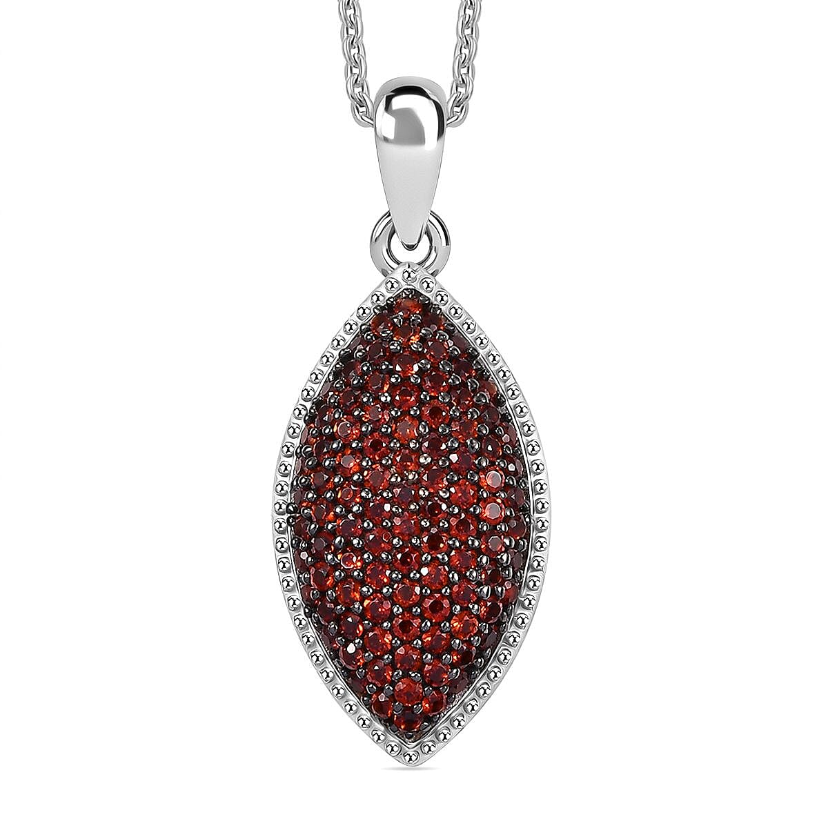 Premium Mozambique Garnet 1.00 ctw Scarlet Radiance Pendant Necklace in Rhodium Over Sterling Silver 20 Inches