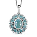 Grandidierite and White Zircon 4.30 ctw Camellia Spark Pendant Necklace in Rhodium Over Sterling Silver 20 Inches - Sticky add to cart bar