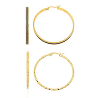 Set of 2 Hoop Earrings in ION Plated YG Stainless Steel