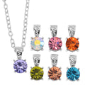 Multi Color Crystal 7pcs Set Pendant in Silvertone with Stainless Steel Necklace 20 Inches - Sticky add to cart bar