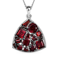Mozambique Garnet 5.00 ctw Trillion Shape Pendant Necklace in Rhodium Over Sterling Silver 20 Inches