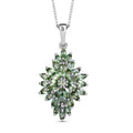 Natural Green Apatite 2.80 ctw Floral Spray Pendant Necklace in Rhodium Over Sterling Silver 20 Inches - Sticky add to cart bar