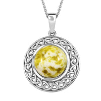 Artisan Crafted Connemara Marble 7.00 ctw Pendant Necklace in Black Oxidized and Rhodium Over Sterling Silver 20 Inches
