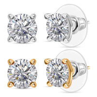 Set of 2 J Francis Embellished with Zirconia by Swarovski 5.25 ctw Solitaire Stud Earrings in 18K YG and Platinum Over Sterling Silver