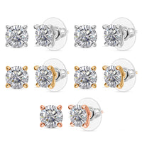 Set of 5 J Francis Embellished with Zirconia by Swarovski 13.10 ctw Solitaire Stud Earrings in 18K YRG and Platinum Over Sterling Silver