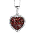 Premium Mozambique Garnet and White Zircon 1.25 ctw Heart Pendant Necklace in Platinum Over Sterling Silver 20 Inches - Sticky add to cart bar