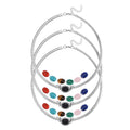 Set of 3 - 7pcs Interchangeable Multi Gemstone Omega Chain Necklace (18-20 Inches) in Stainless Steel 178.50 ctw (Del. In 10-12 Days) - Sticky add to cart bar
